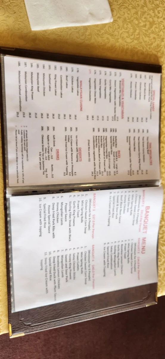 Menu, Good Luck Restaurant