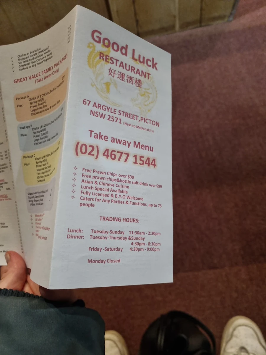 Menu, Good Luck Restaurant