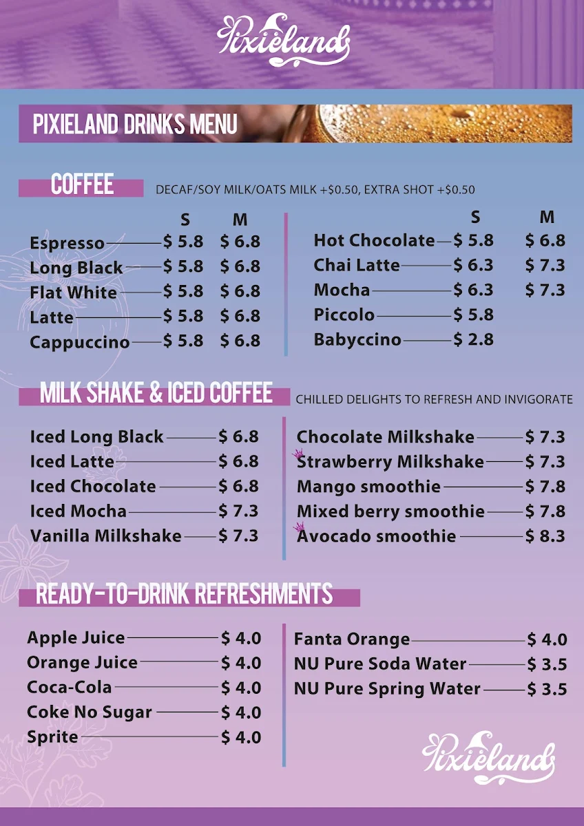 Menu, Pixieland