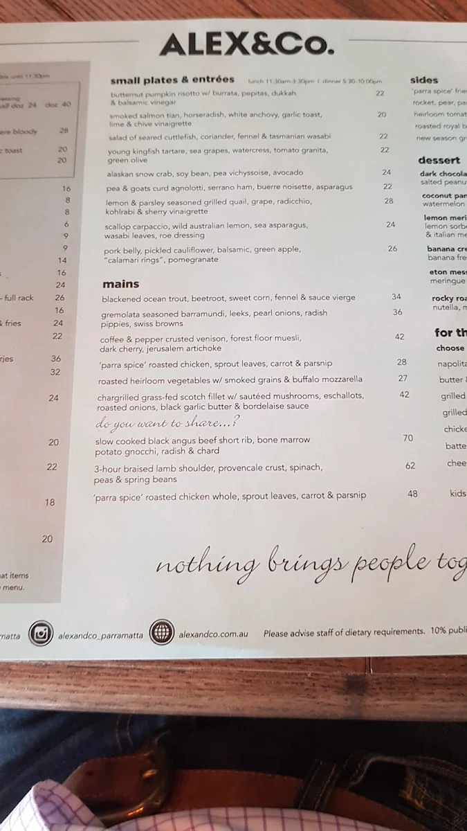 Menu, The Food Depot - Head Office