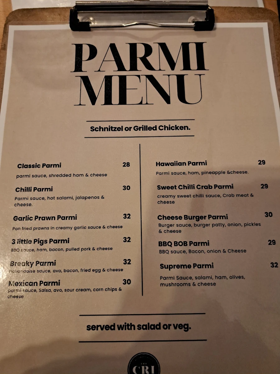 Menu, Criterion Hotel Grenfell