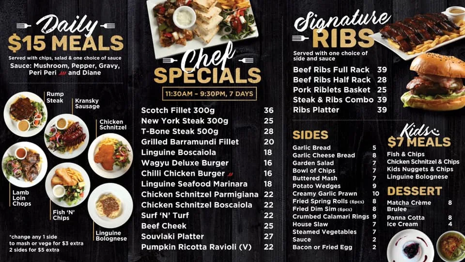 Menu, GAGE Dining & Co. (Riverwood hotel bistro)