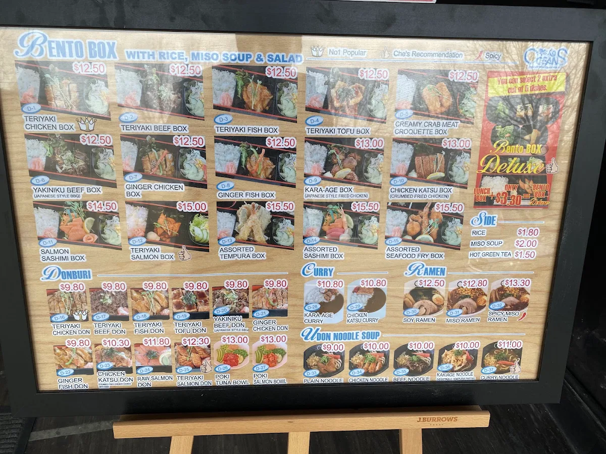 Menu, Oceans Japanese Restaurant