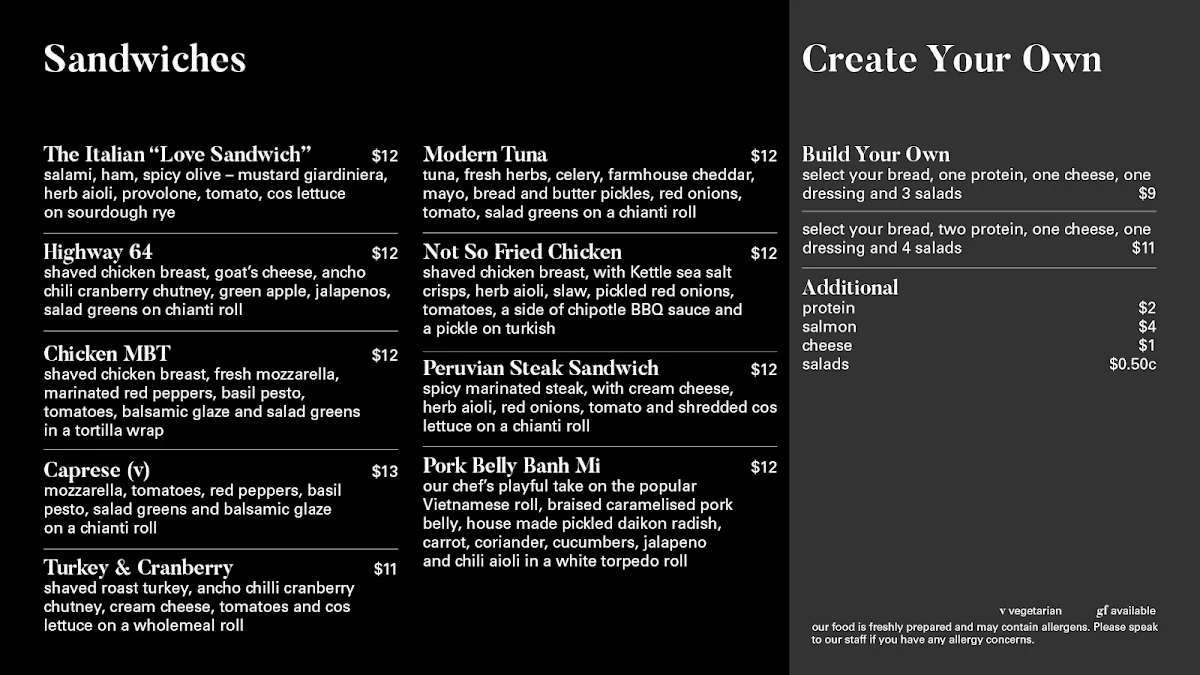 Menu, Forest Kitchen