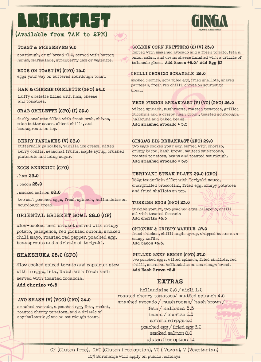 Menu, Ginga