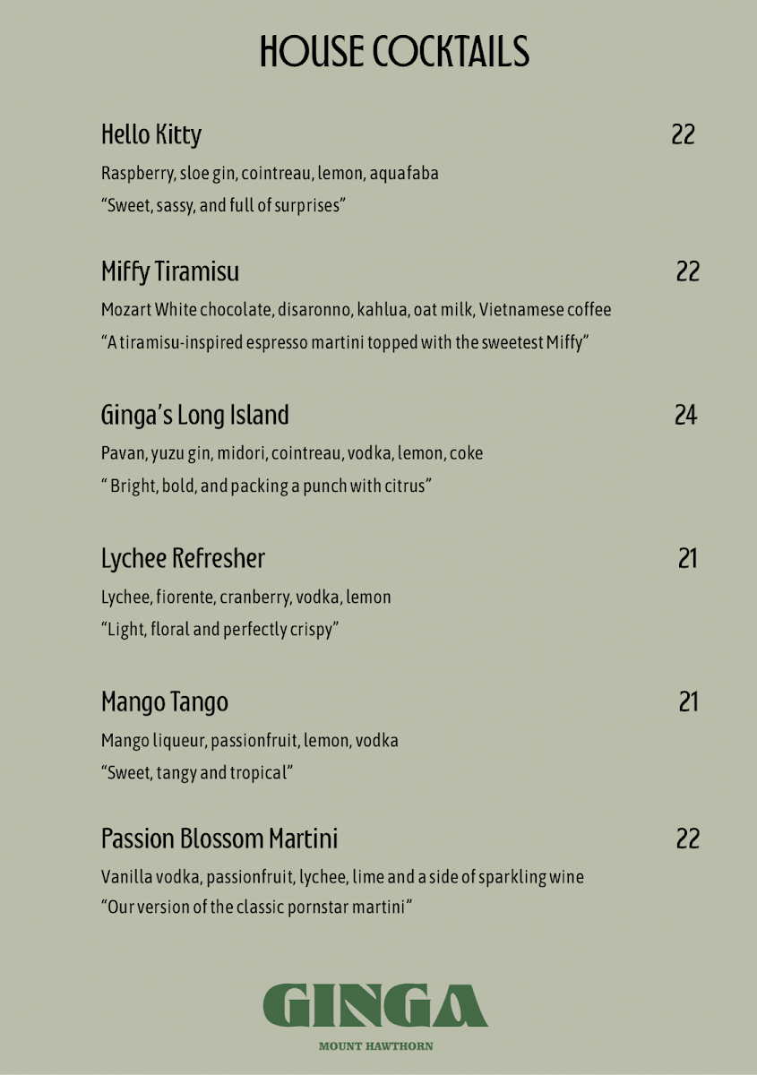 Menu, Ginga
