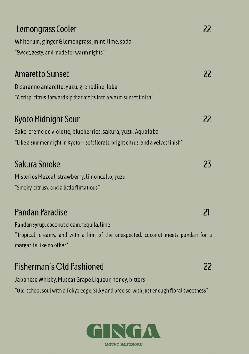 Menu, Ginga
