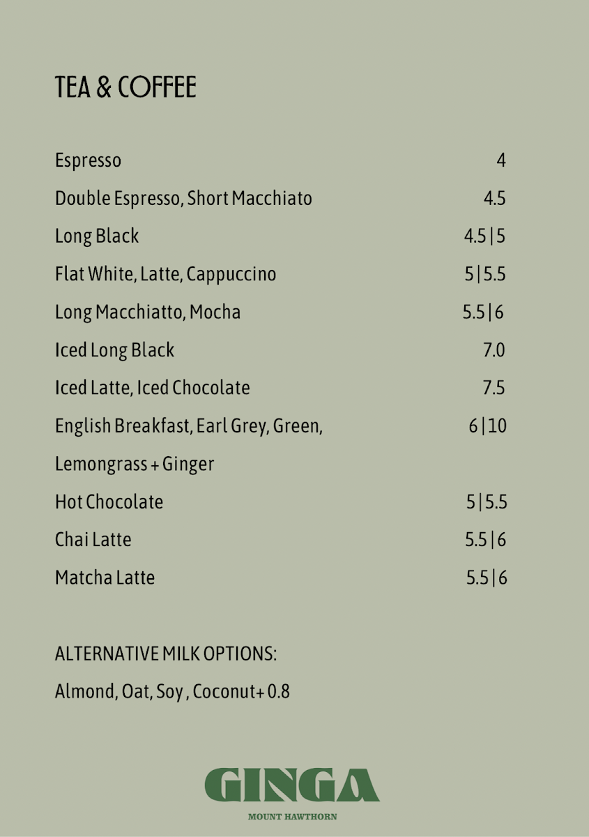 Menu, Ginga