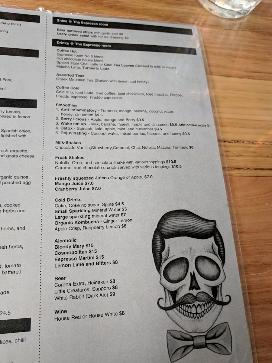 Menu, Espresso Room