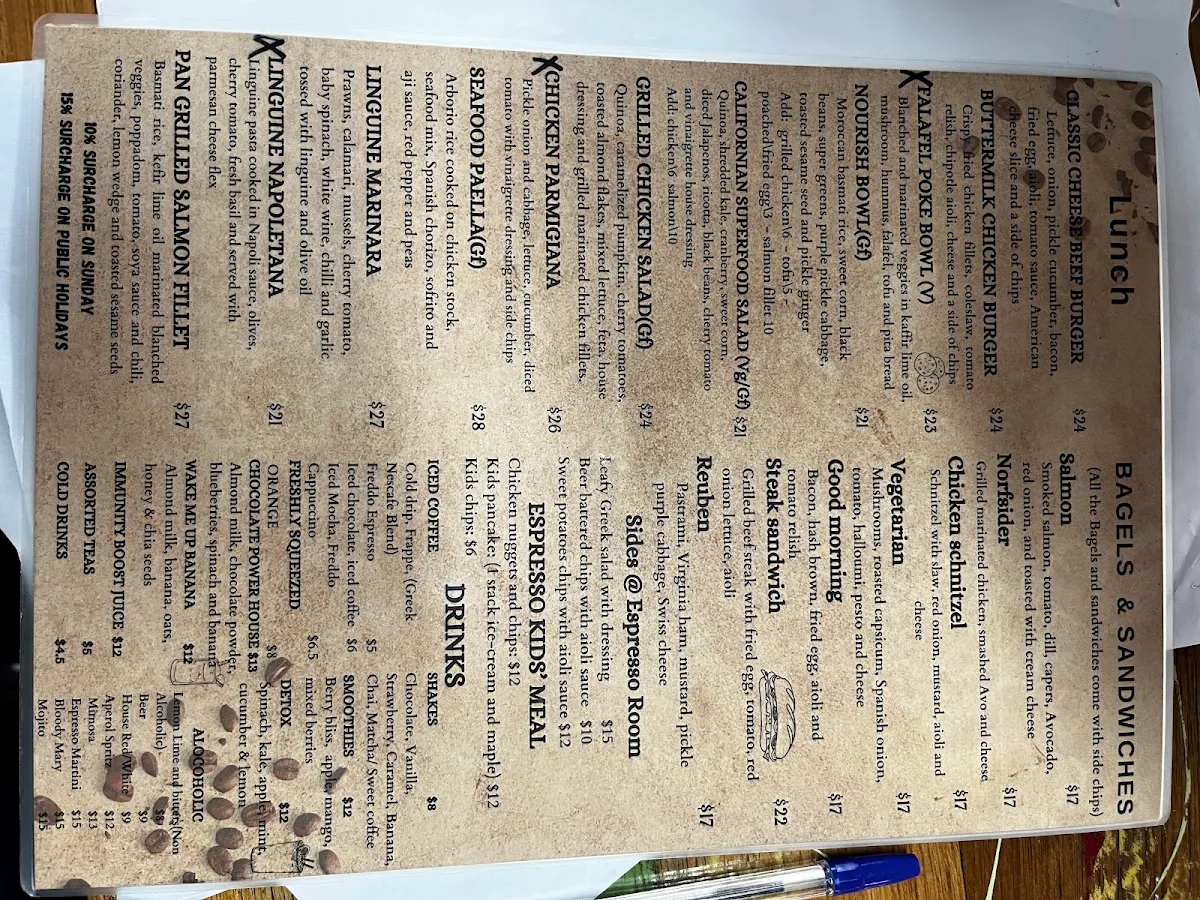Menu, Espresso Room