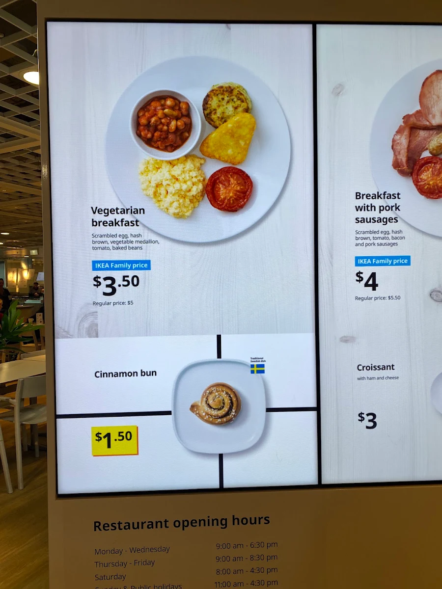 Menu, IKEA Restaurant