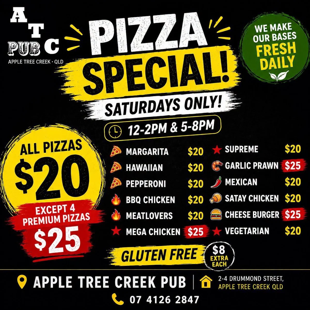 Menu, Apple Tree Creek Pub