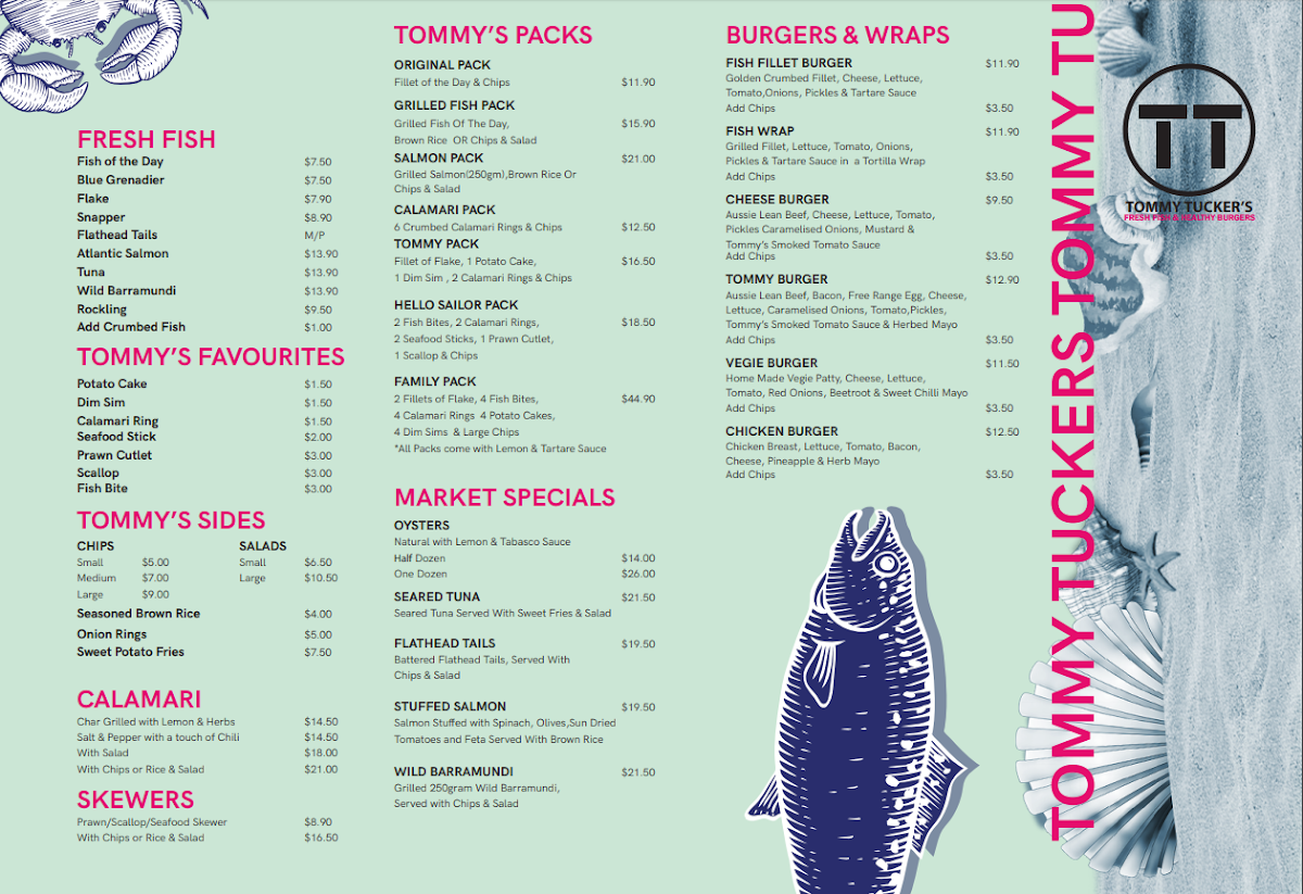 Menu, Tommy Tucker's