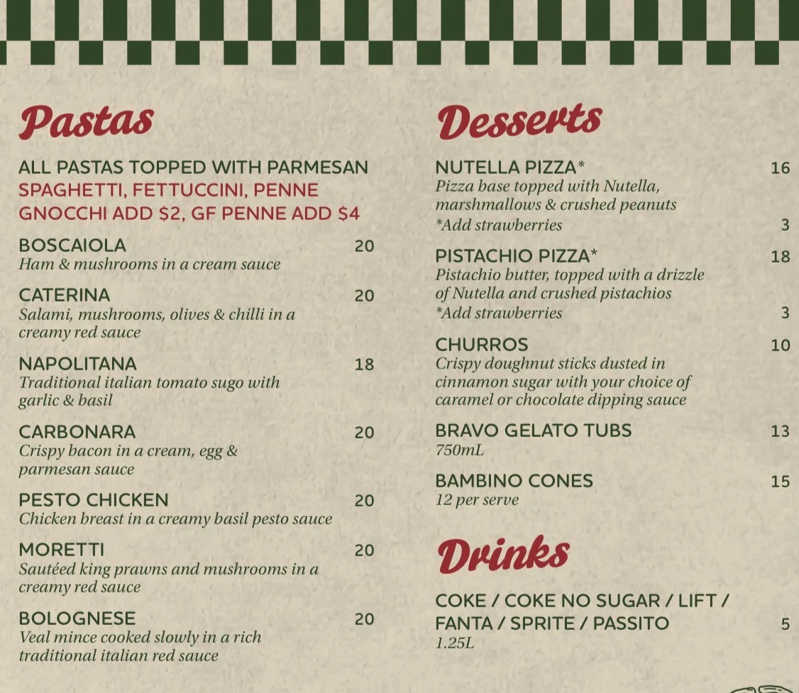 Menu, Bella Beaumont Pizzeria - Pizza & Pasta Delivery