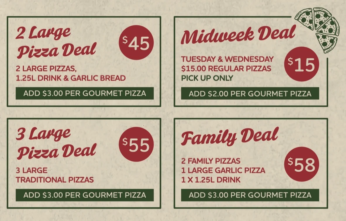 Menu, Bella Beaumont Pizzeria - Pizza & Pasta Delivery
