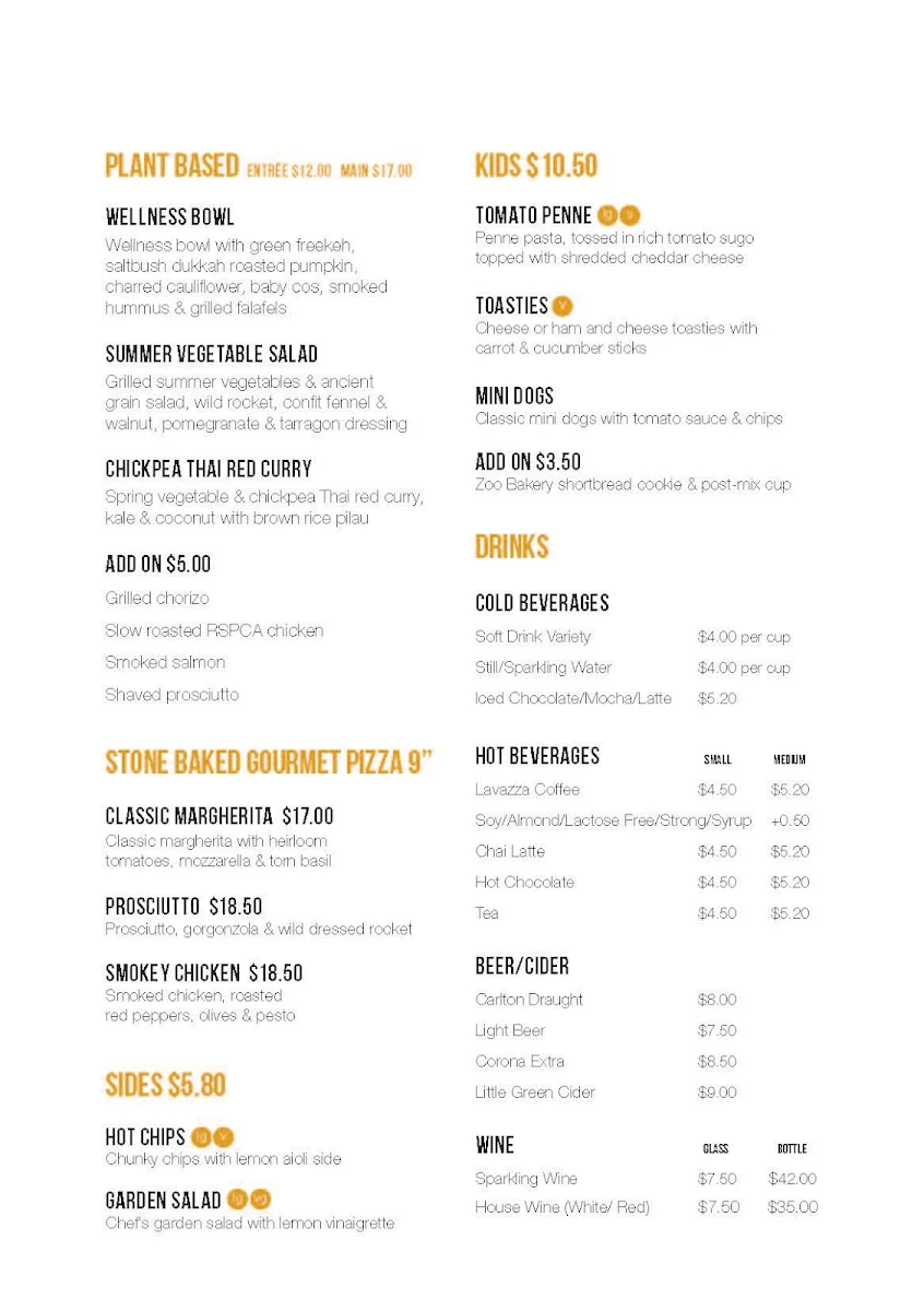 Menu, Meerkat Bistro