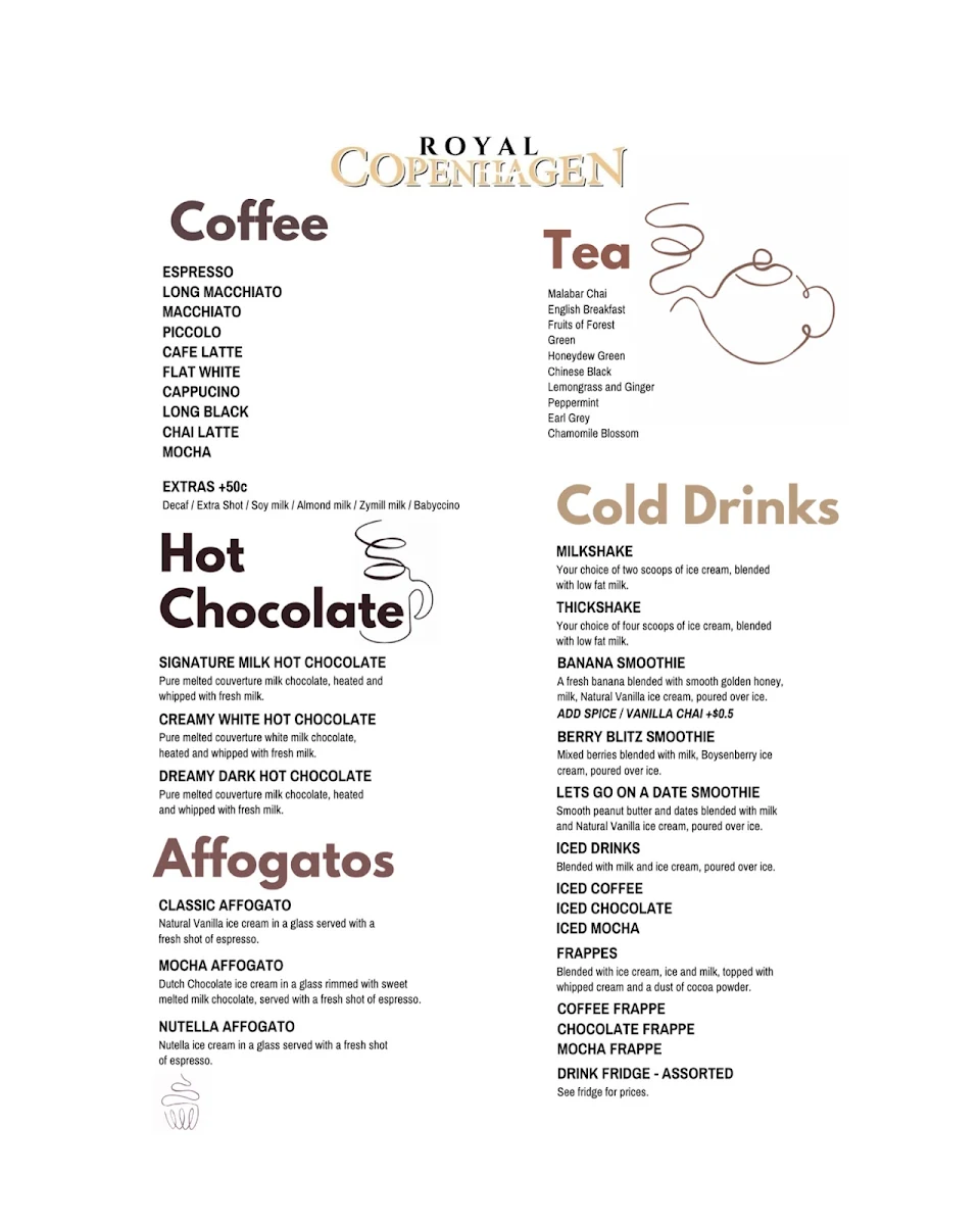 Menu, Royal Copenhagen Mildura