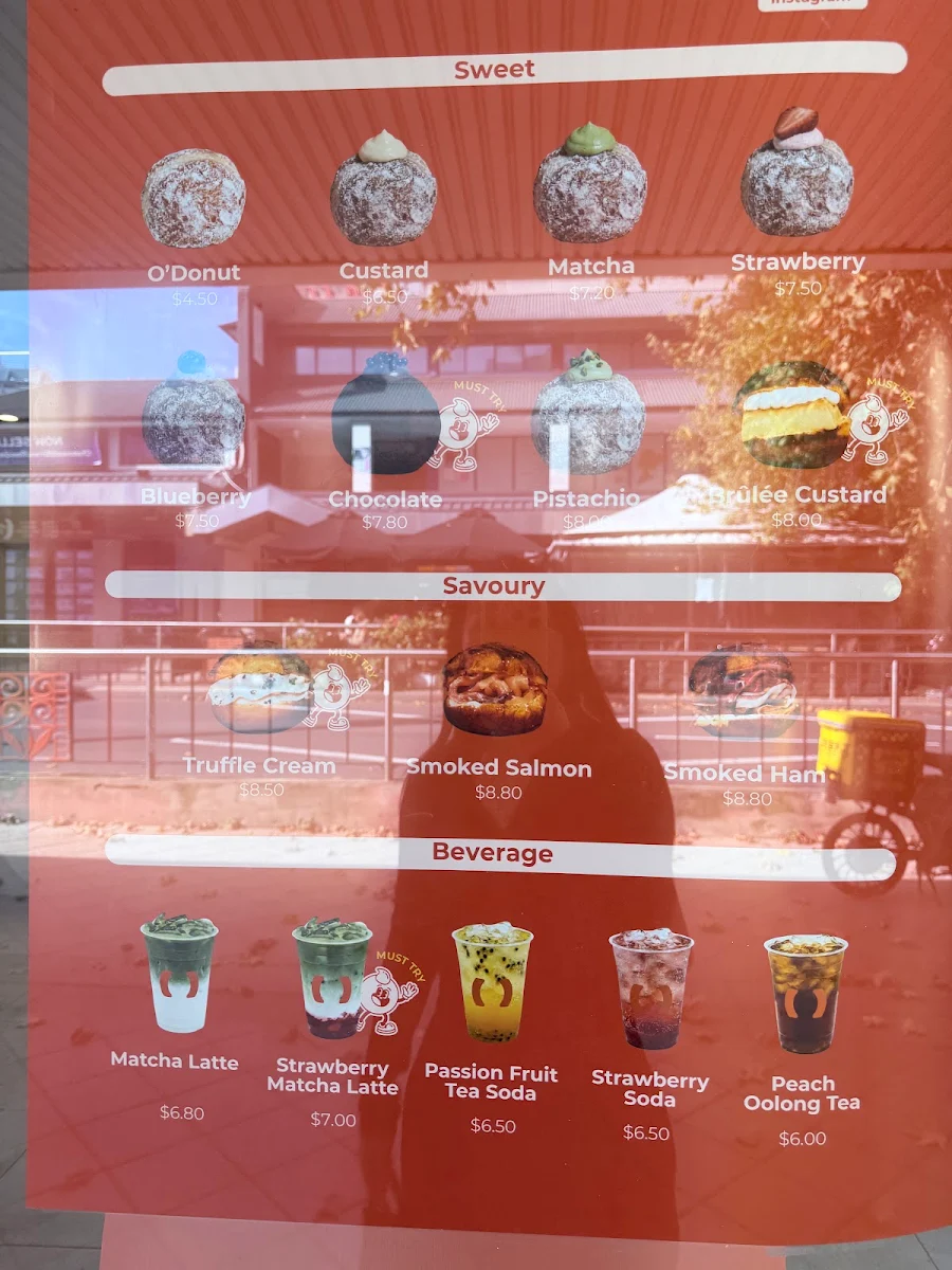 Menu, O’Donuts Chatswood