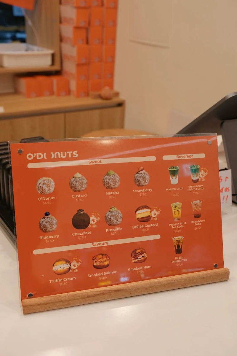 Menu, O’Donuts Chatswood