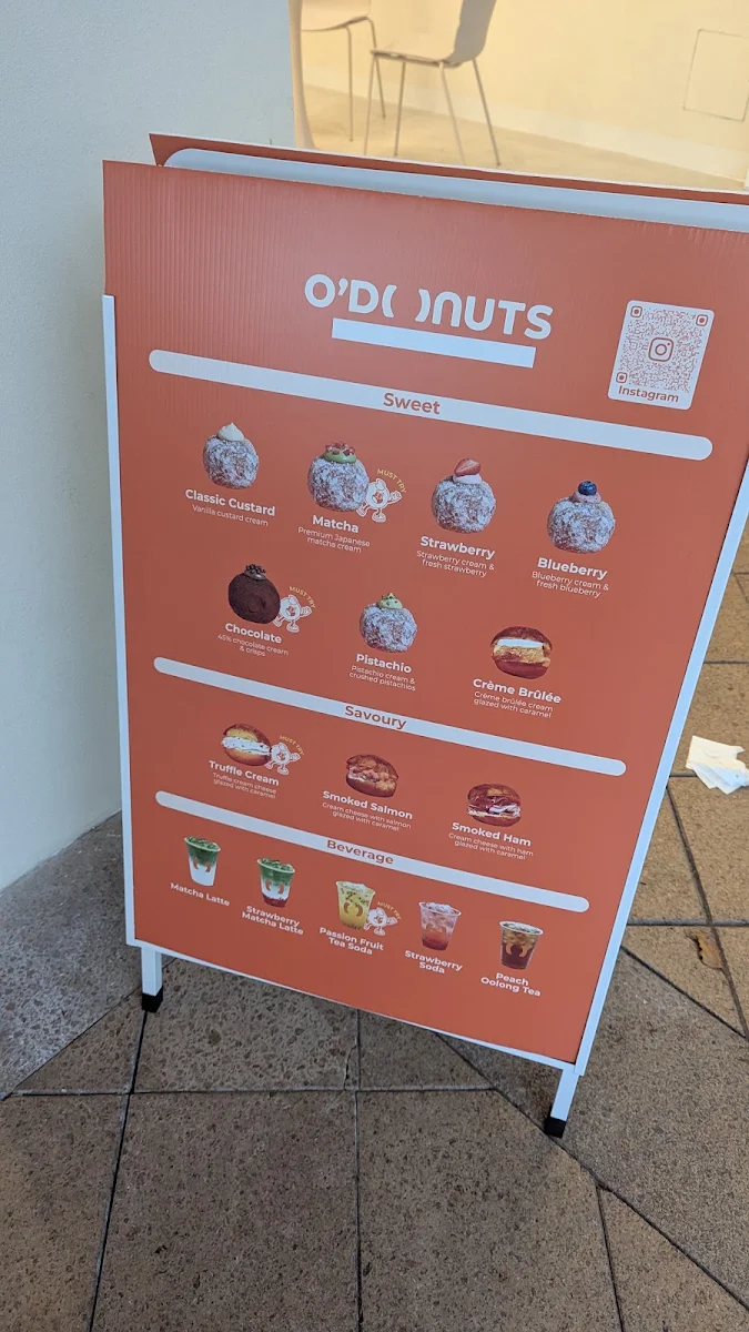 Menu, O’Donuts Chatswood