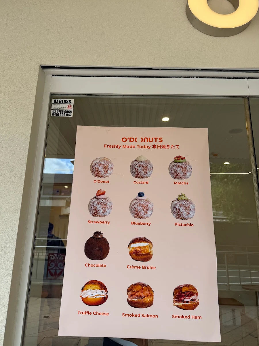 Menu, O’Donuts Chatswood