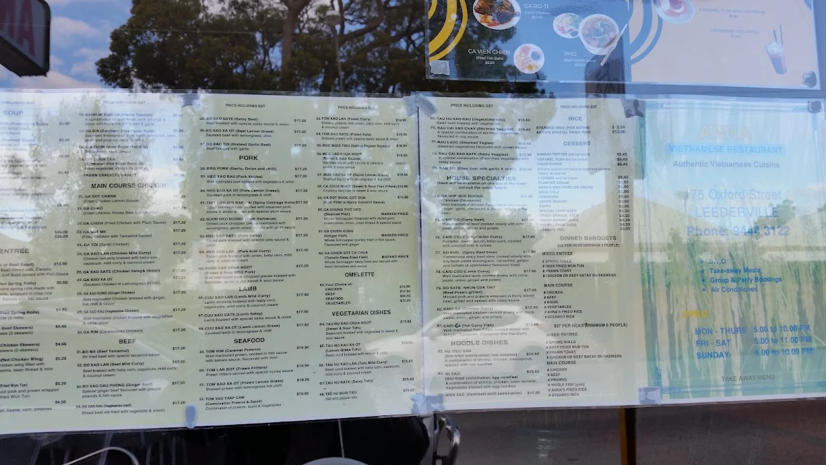 Menu, Anna’s