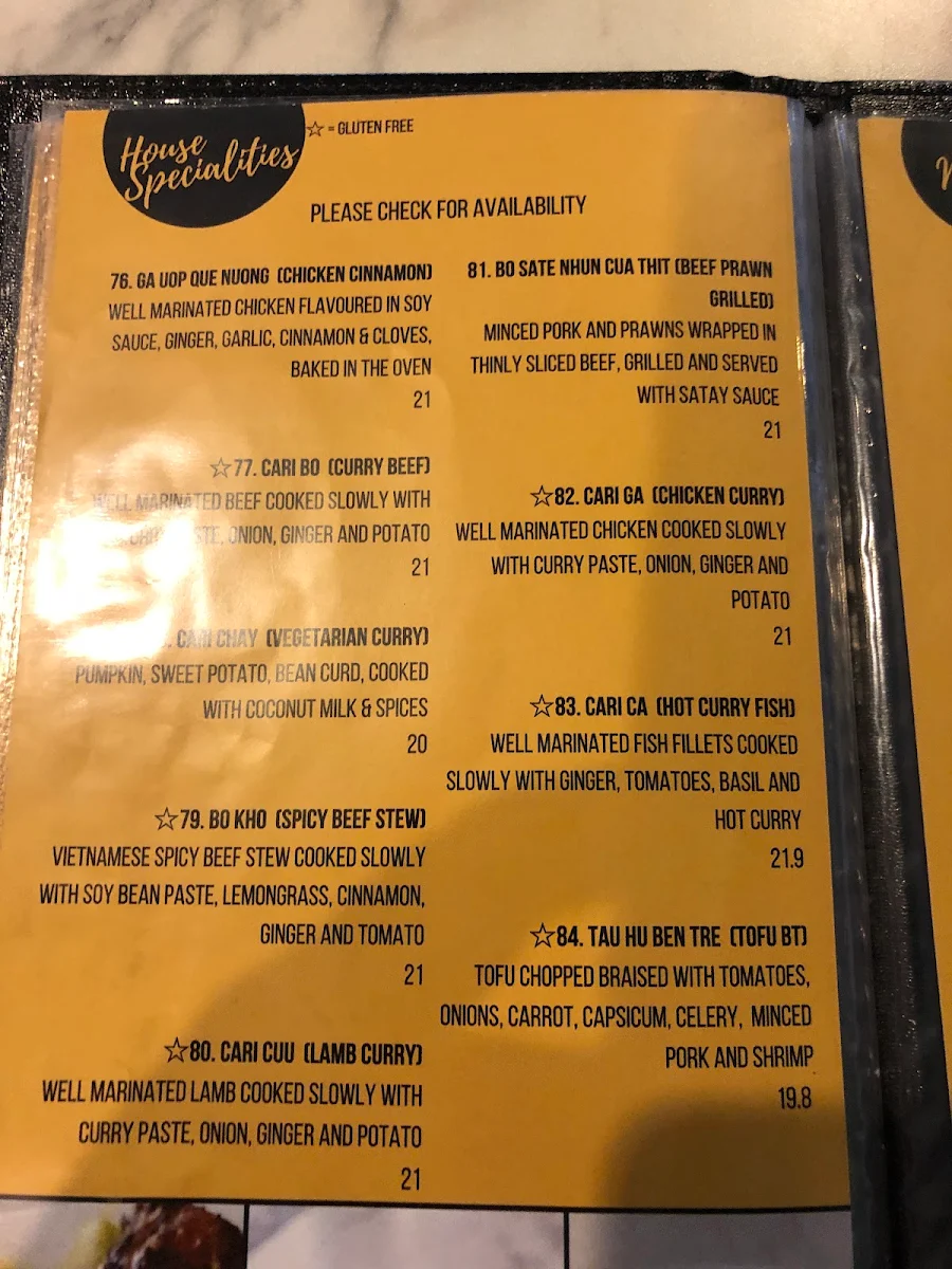 Menu, Anna’s