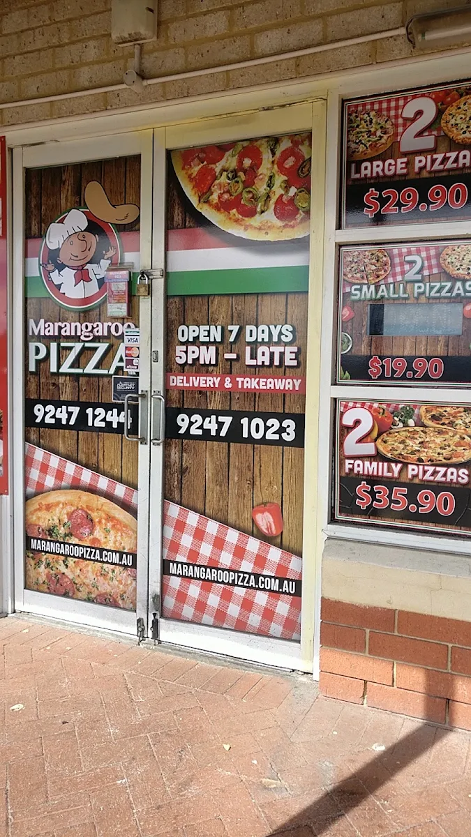 Menu, Marangaroo Pizza
