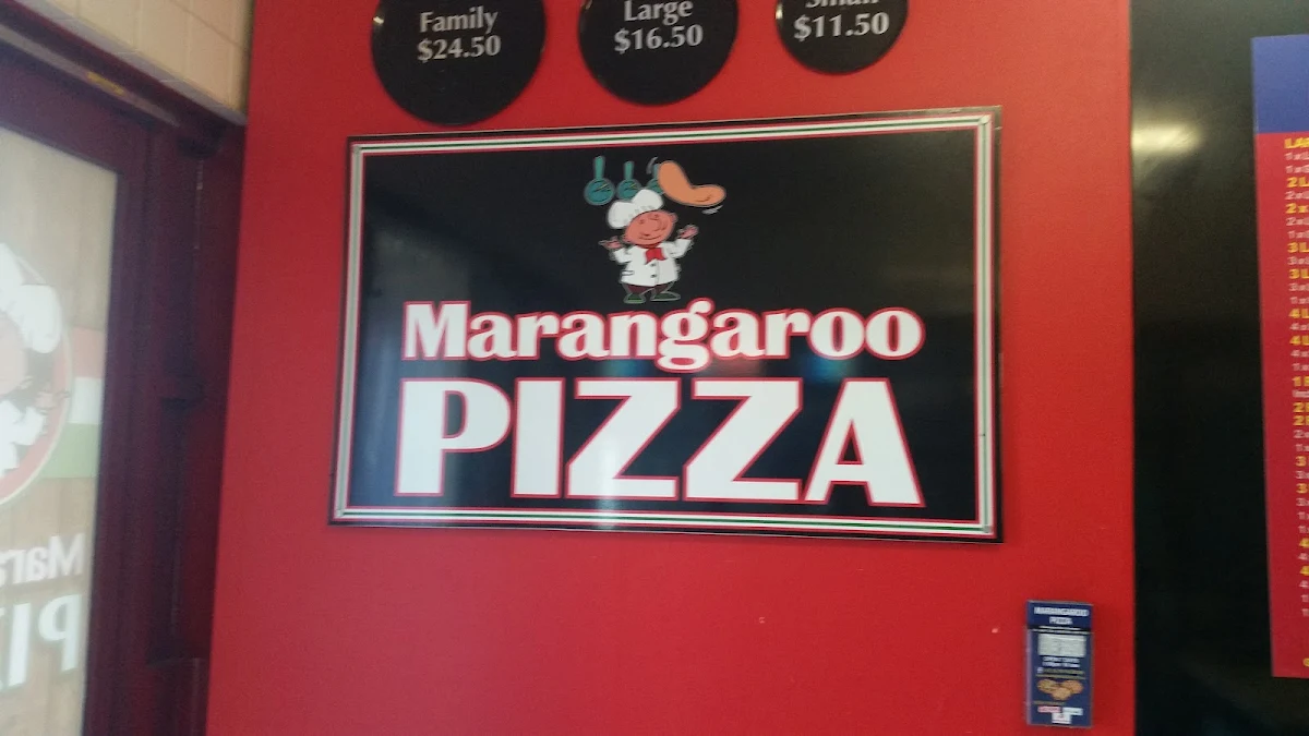 Menu, Marangaroo Pizza