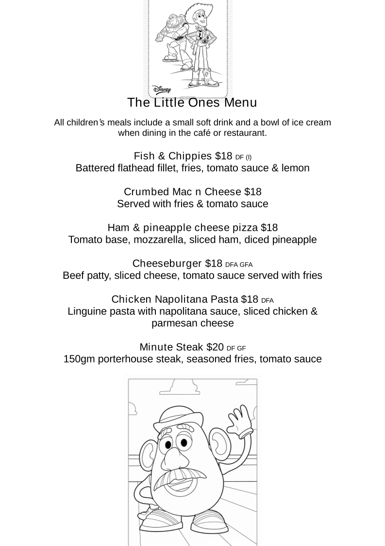 Menu, Bunker Bar