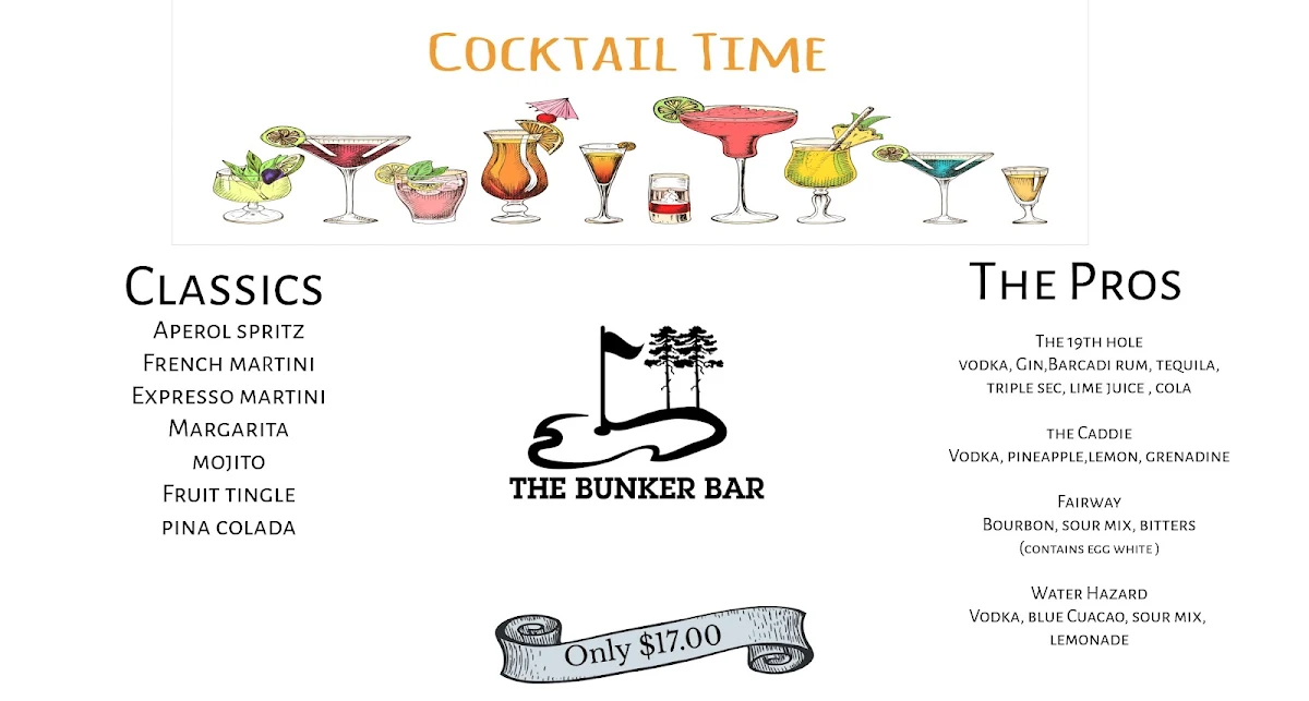 Menu, Bunker Bar