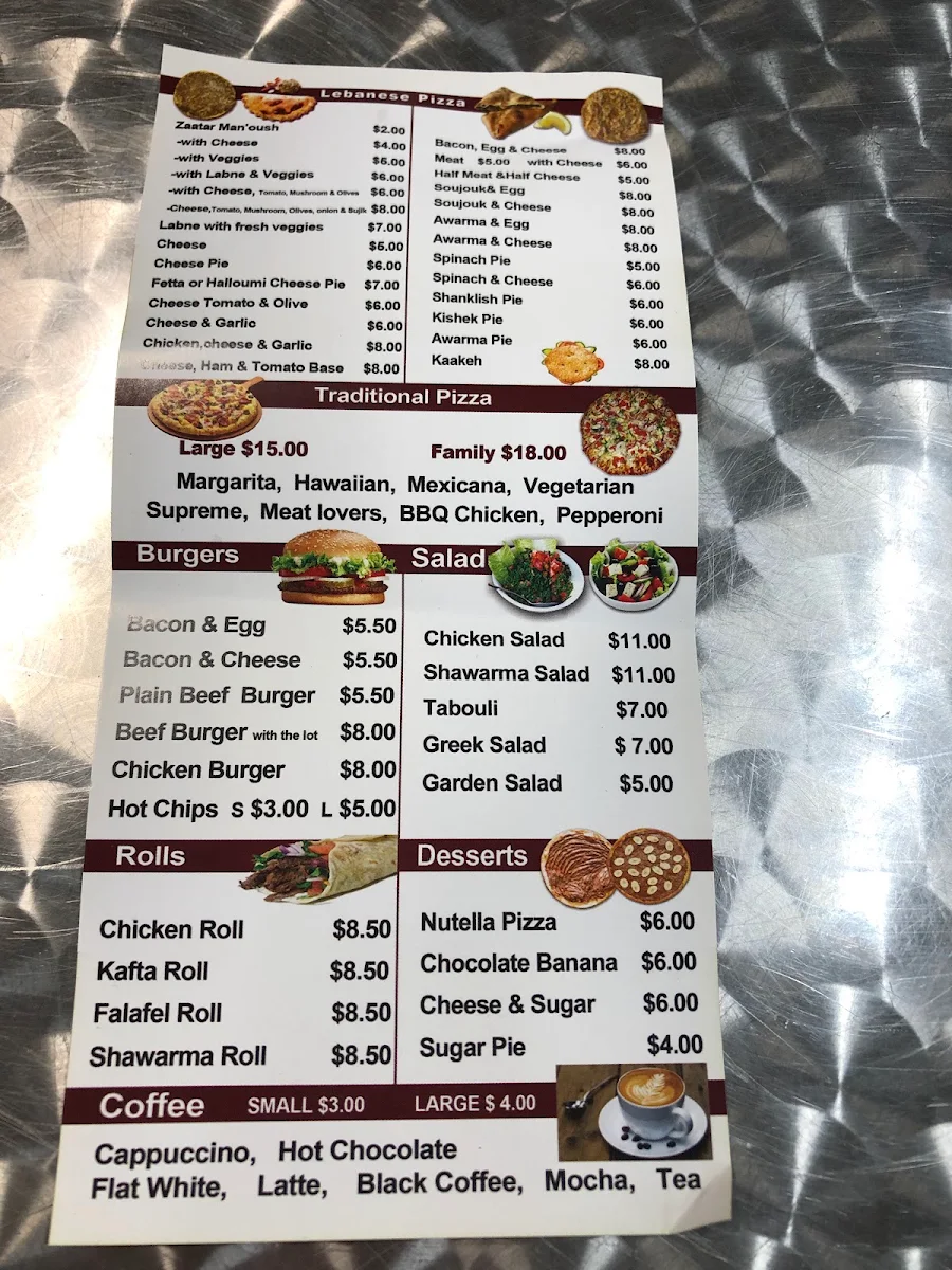 Menu, Uncle Sid's Oven - Bakery