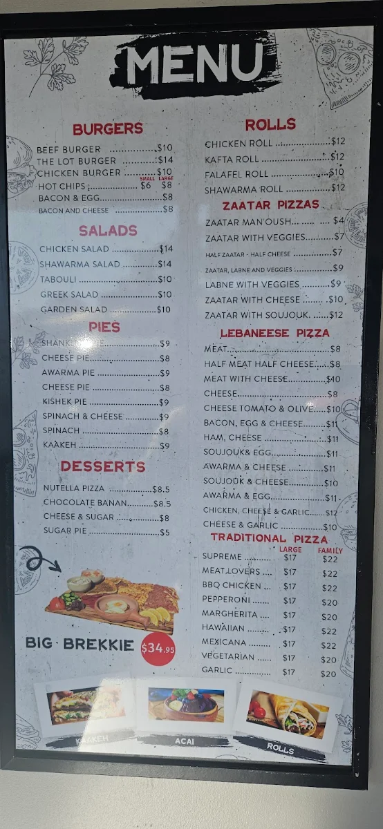 Menu, Uncle Sid's Oven - Bakery