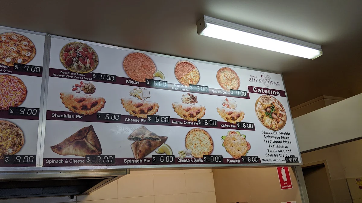 Menu, Uncle Sid's Oven - Bakery