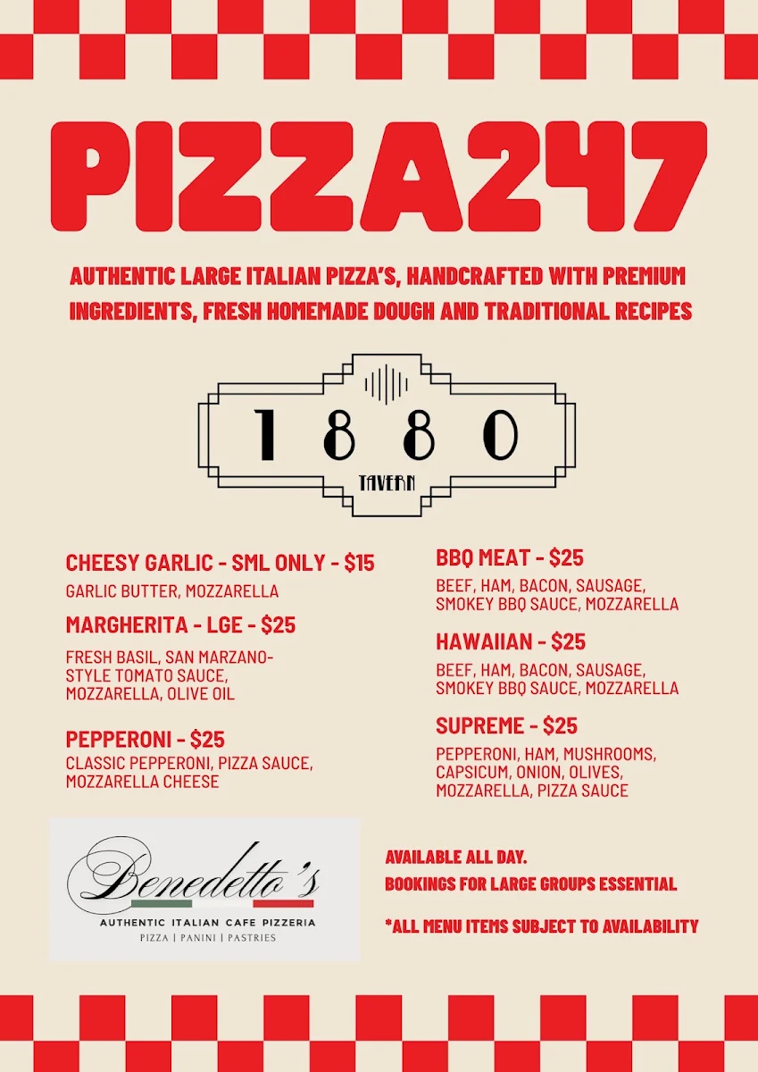Menu, The 1880 Tavern