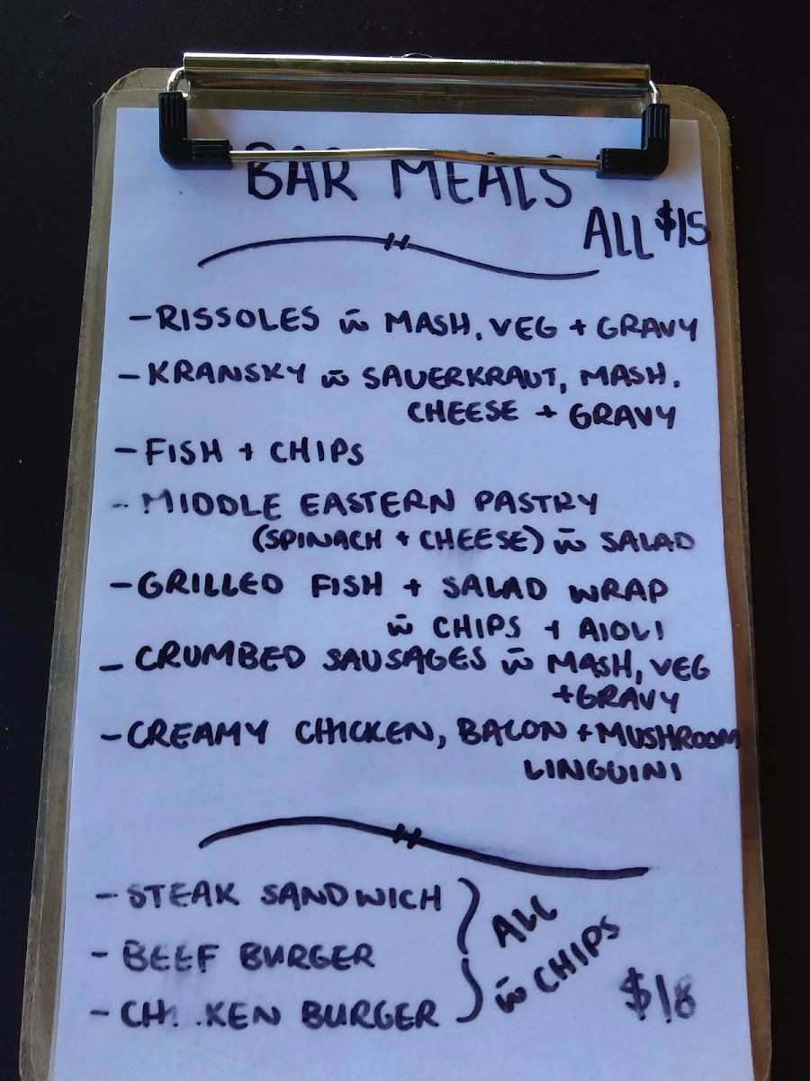 Menu, The Grapes Hotel