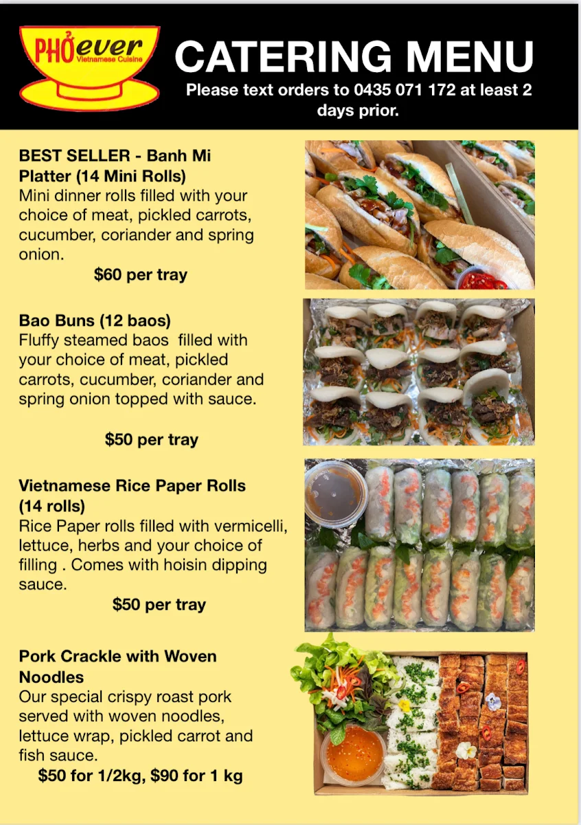 Menu, Phoever Canning Vale