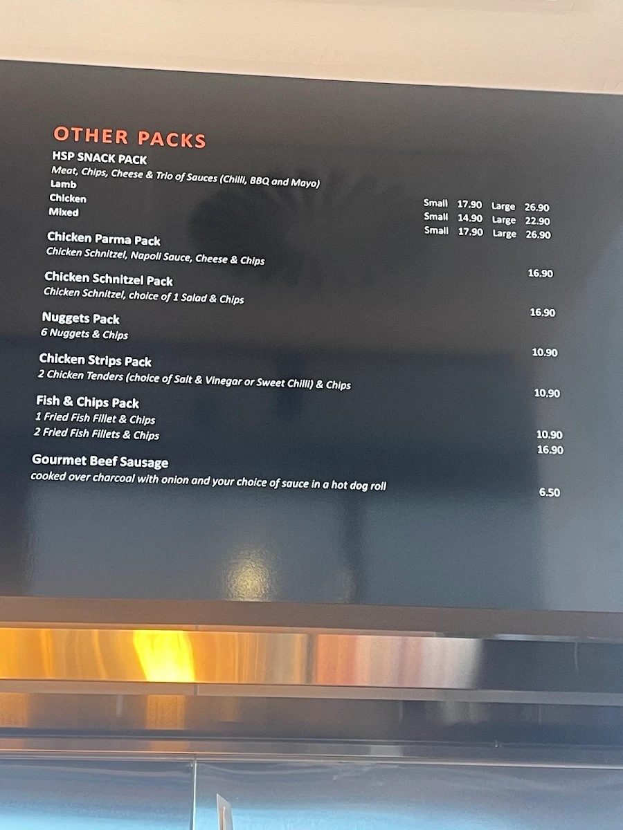 Menu, Sammy's Charcoal Chicken