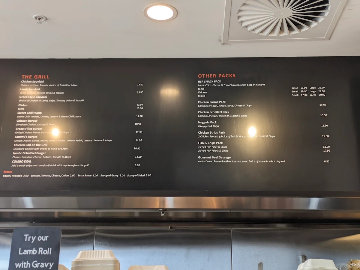 Menu, Sammy's Charcoal Chicken