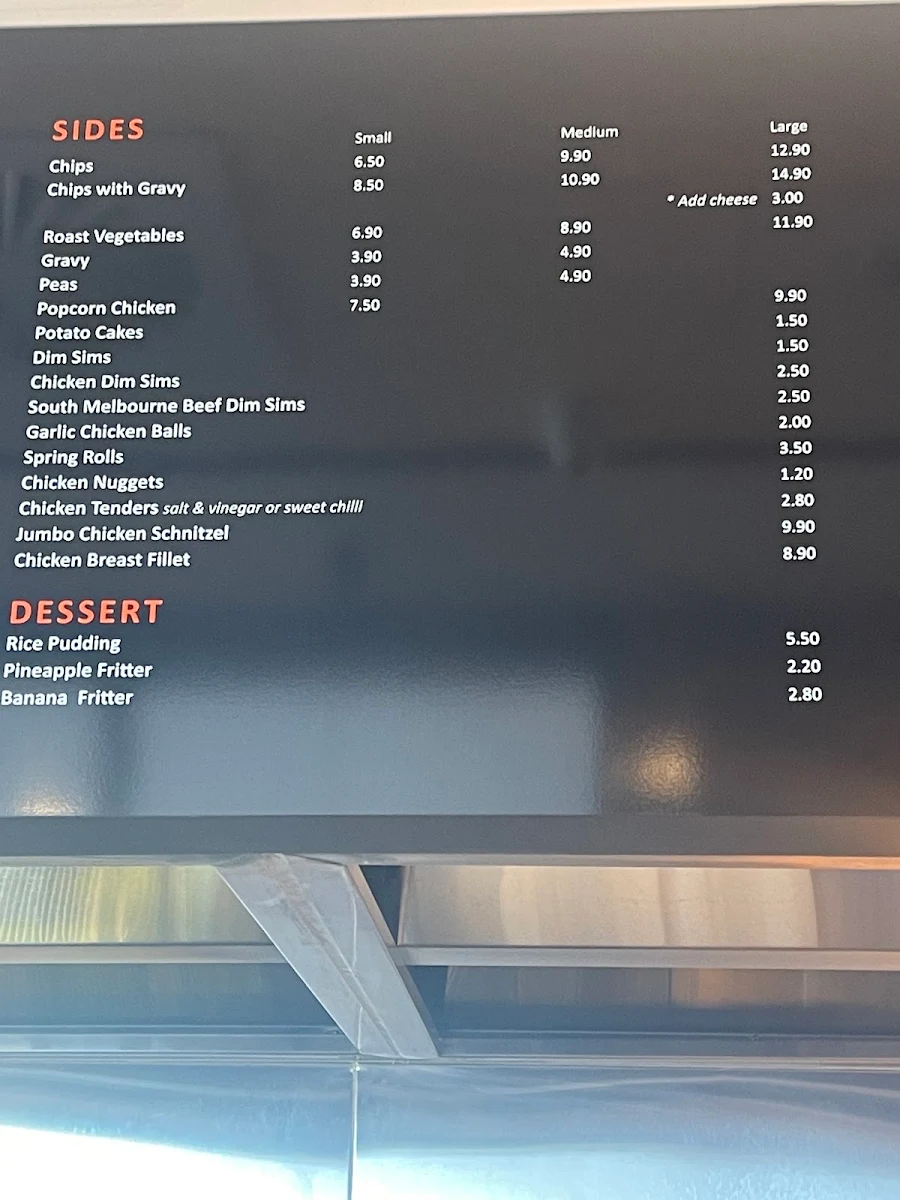 Menu, Sammy's Charcoal Chicken