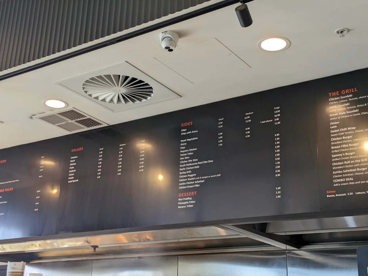 Menu, Sammy's Charcoal Chicken