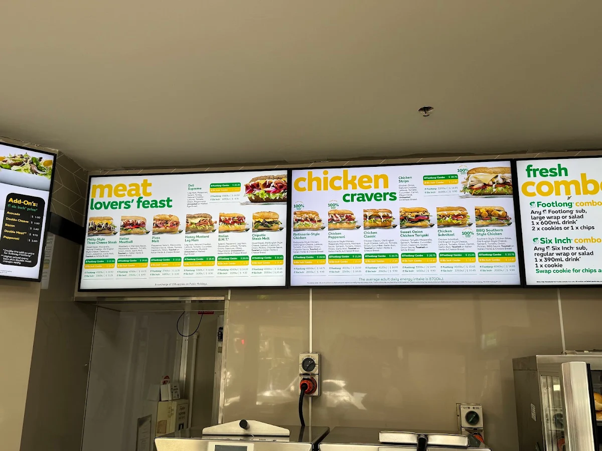 Menu, Subway