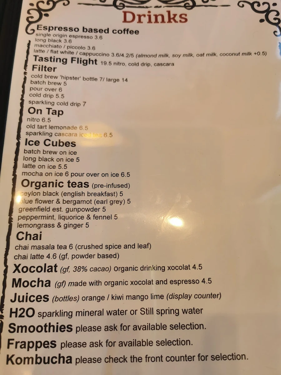 Menu, Bean Drinking