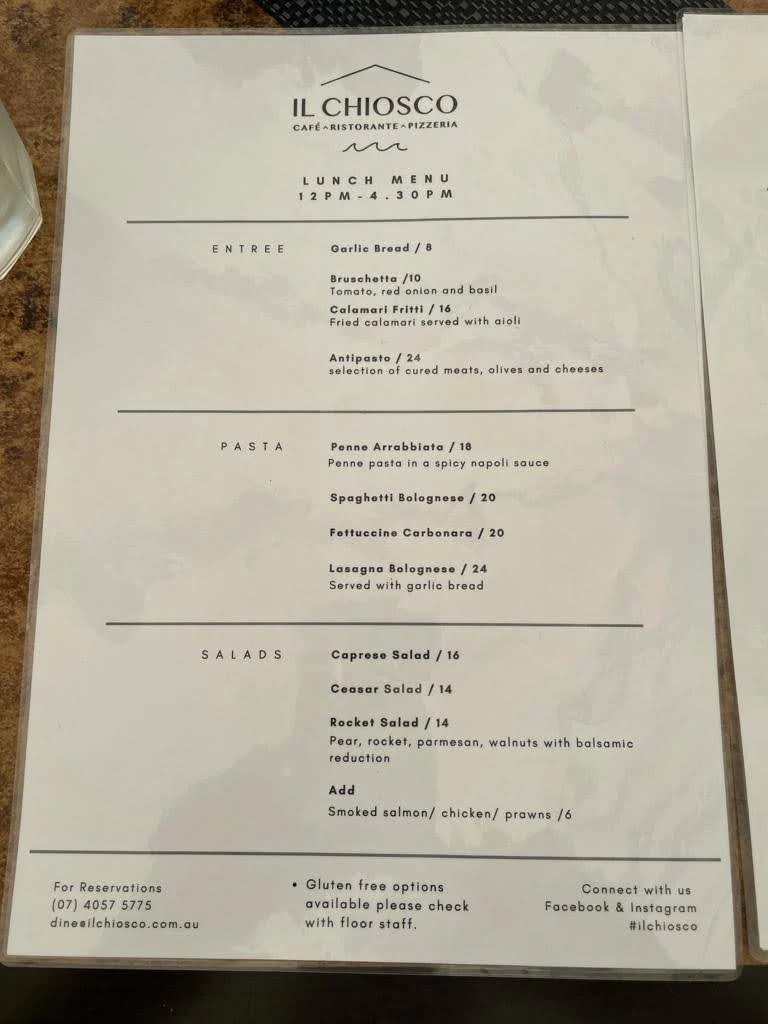 Menu, Il Chiosco