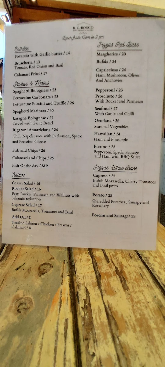 Menu, Il Chiosco