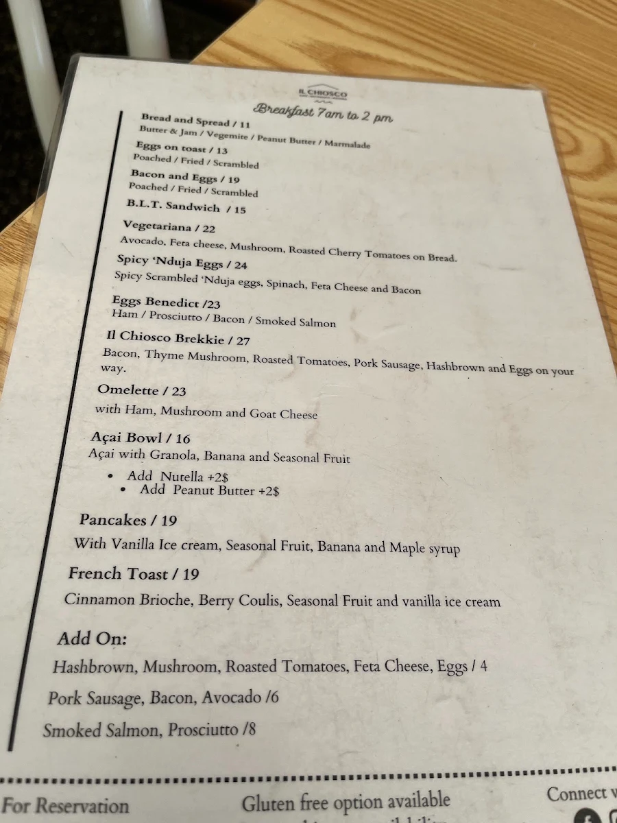Menu, Il Chiosco