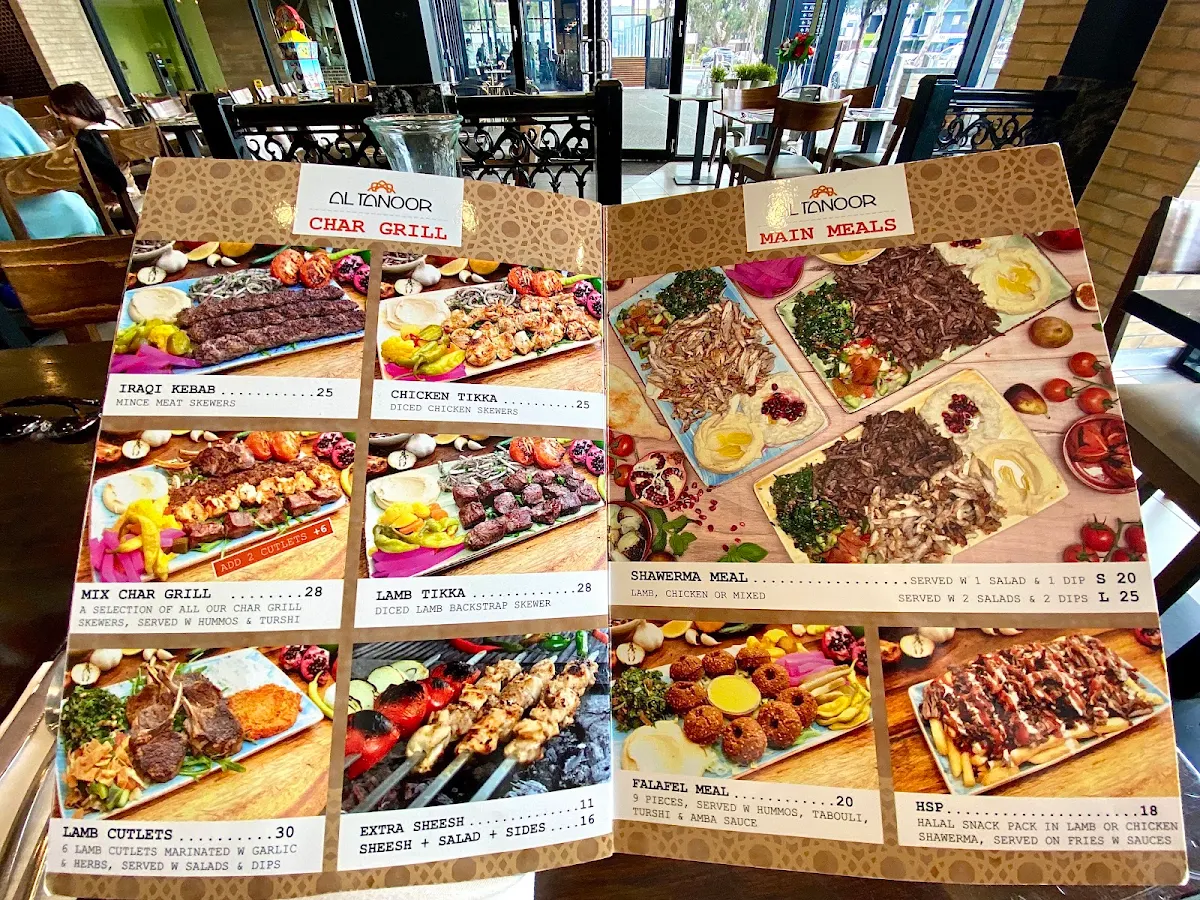 Menu, Al Tanoor Iraqi Restaurant