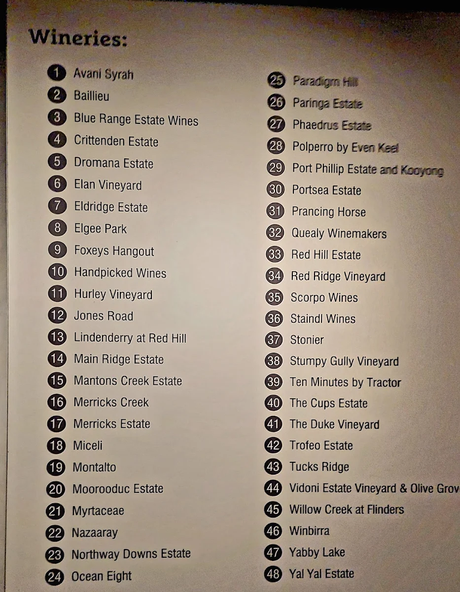 Menu, The Epicurean Red Hill