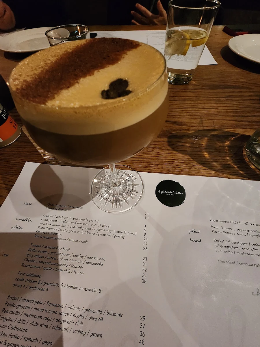 Menu, The Epicurean Red Hill