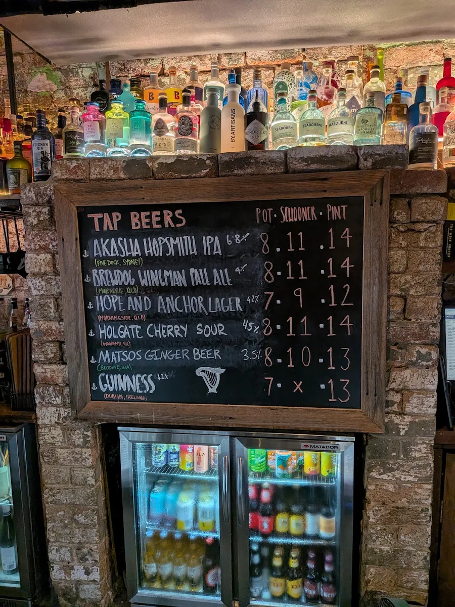 Menu, Hope and Anchor
